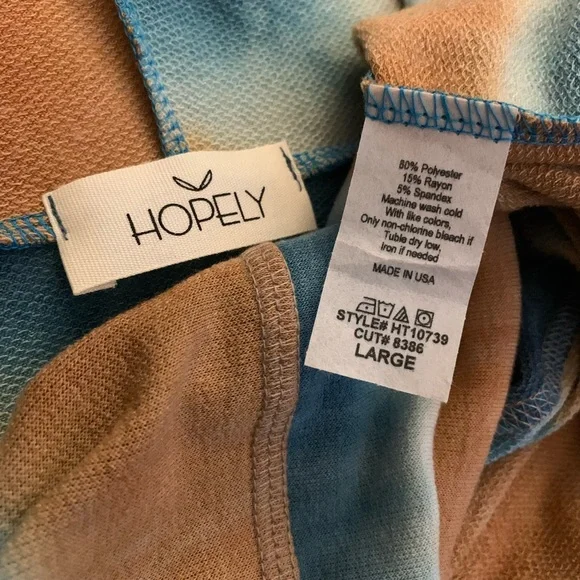 🦋🦋Hopely Loose-Fitting Tye Dye Hooded Sweatshirt SZ Large Boutique New🦋🦋 - Picture 6 of 6